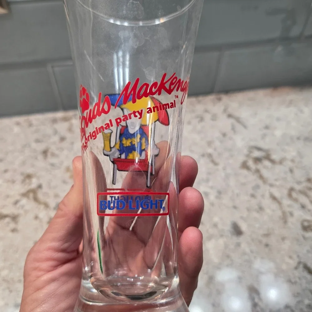 Vintage Bud Light Spuds MacKenzie Pilsner Glass Original Party Animal 7.5 Inch